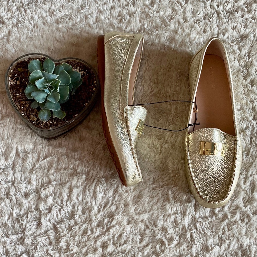 Kate Spade Corrie Gold Loafers Women Shoes NWT sz7